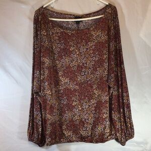 Daytrip Floral Long Sleeve Blouse XL Boho Fall Soft Romantic Micro Floral Work